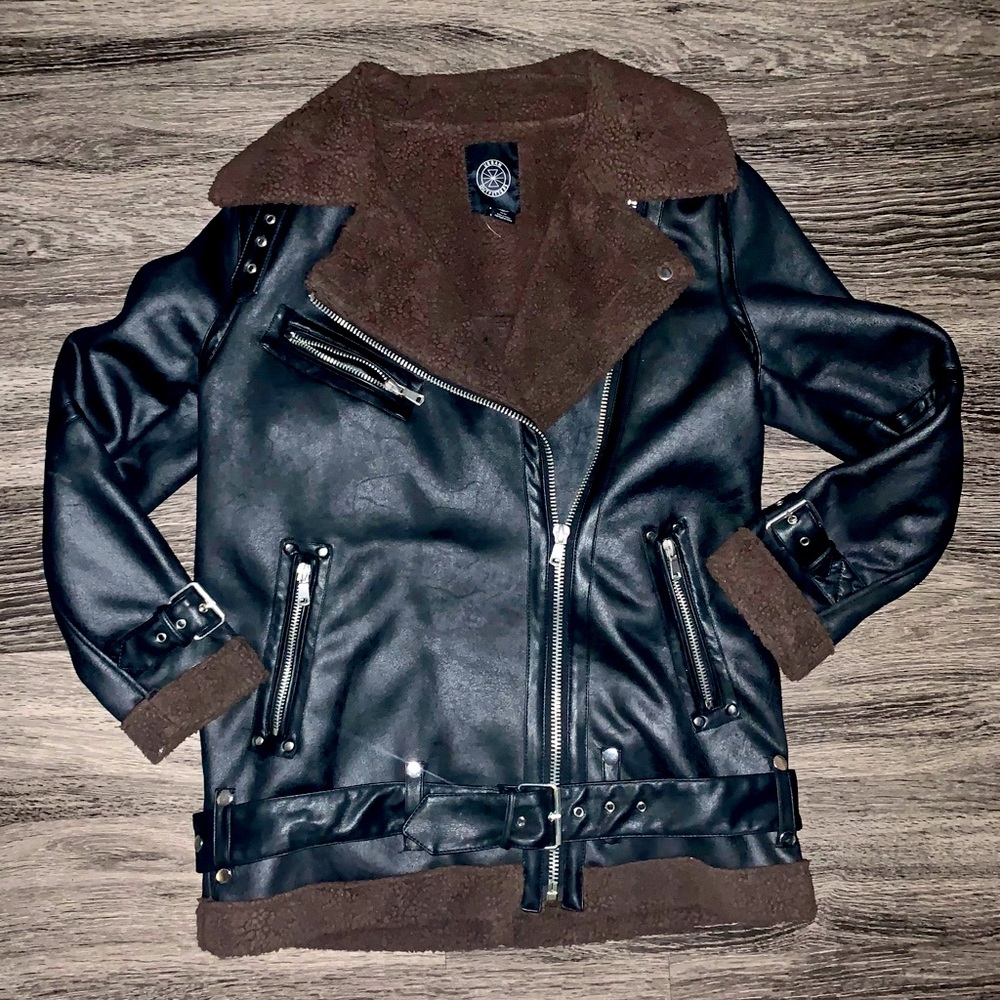 urban outfitters oversized faux leather jacket
